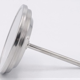 All-stainless steel bimetal thermometer with immersion shaft in well