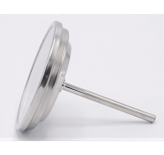 All-stainless steel bimetal thermometer with immersion shaft in well