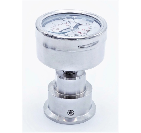 Stainless Steel Pressure Gauge 63 mm (back connection) with Separating Diaphragm-CLAMP 0-6 bar, (clamp-50,5mm)