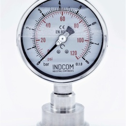 Stainless Steel Pressure Gauge, Dial 100 mm, With Separating Diaphragm - CLAMP DIN 32676 (64 mm)