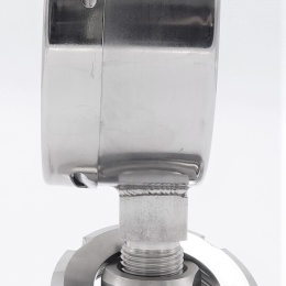 Stainless steel manometer with separating membrane DIN 11851, dial 100 mm, nut DN25 0-16 bar