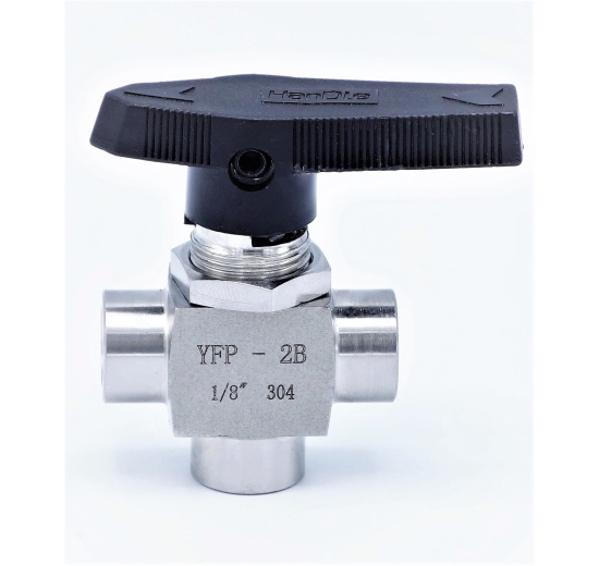 MINI Stainless Steel Ball Valve, Three- way, Threaded |1/8”
