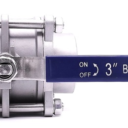 Stainless steel ball valve with full bore, three- pieced, welded | 3"