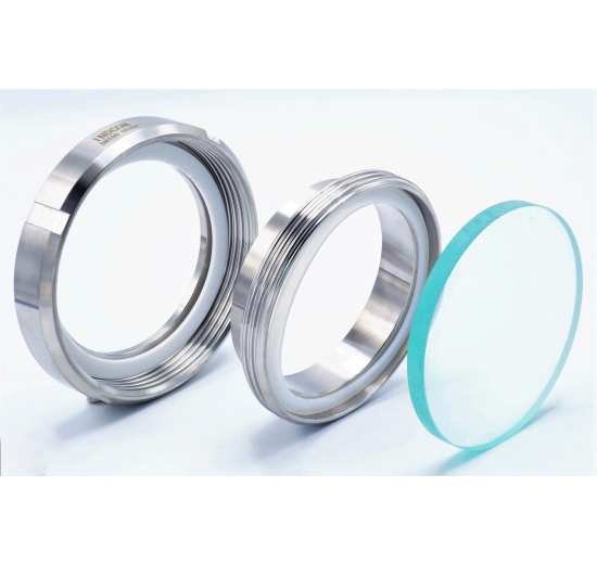 individual parts of the union sight glass - glass and seal