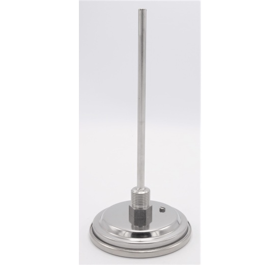 All-stainless steel bimetal thermometer with immersion shaft, threaded