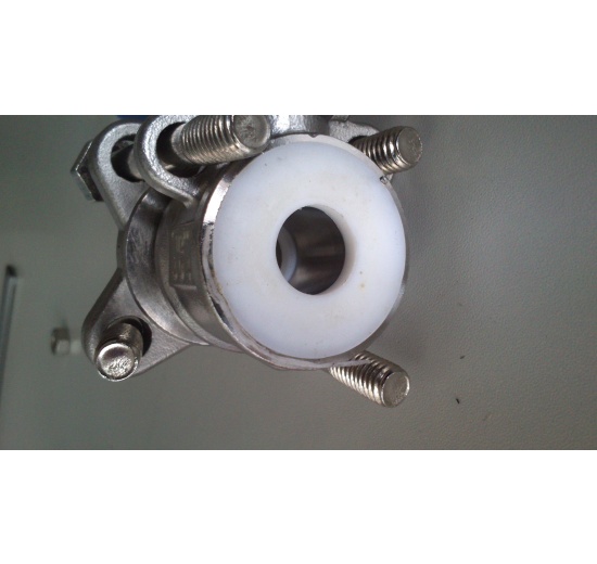 Stainless ball valve with full bore, three- pieced, threaded