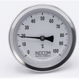 All-stainless steel bimetal thermometer with immersion shaft, threaded | 0-100 ℃ (1/2”) 100 mm