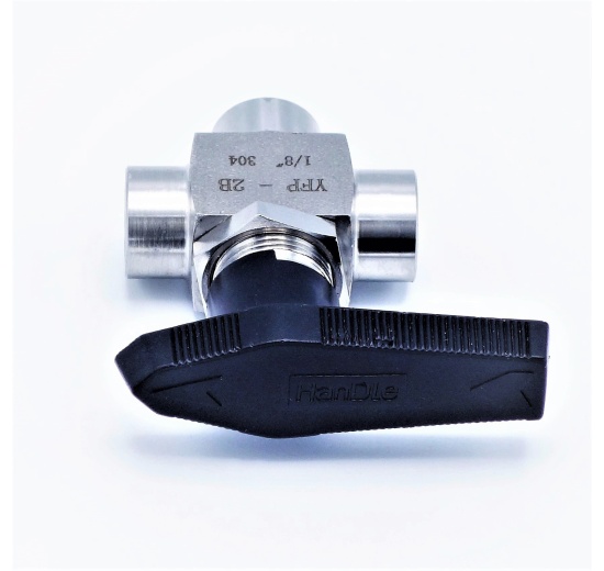 MINI Stainless Steel Ball Valve, Three- way, Threaded |1/8”