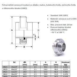 Stainless Steel Welded Union According to the Standard DIN11851 | DN25