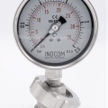 Stainless steel manometer with separating membrane, union DIN 11851, dial 100 mm, Nut DN32 0-2,5 bar