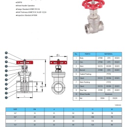 technický list k nerez. uzavíracímu šoupátkovému ventilu