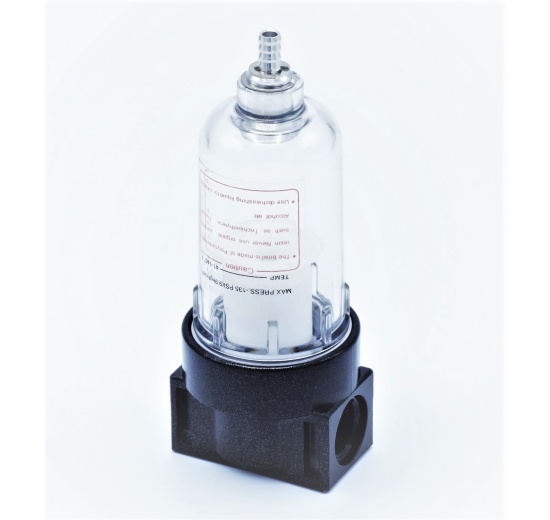 Filter for compressed air distribution, connection G 1/4 ", max. 10 bar.