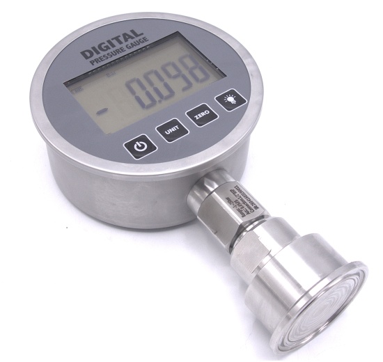Stainless Steel Pressure Gauge, Dial 100 mm, With A Sanitary Diaphragm CLAMP DIN32676 (50.5 mm) | 0-25 bar