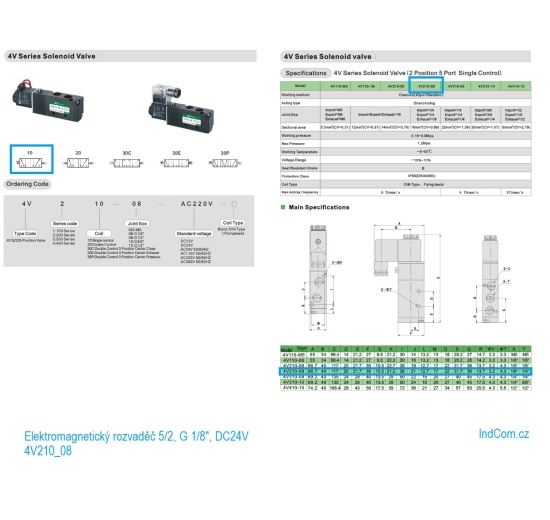 Pilot Solenoid Valve 5/2, G 1/8", DC24V