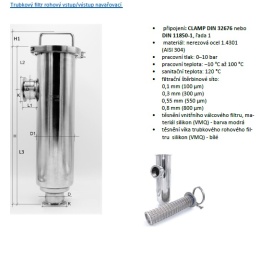 Tubular filter, inlet/outlet connection DN65, welded