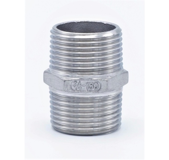 Barrel Nipple With Hexagon / type 340, 3/4", stainless steel