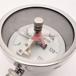 All-stainless steel bimetal thermometer with electrical contacts
