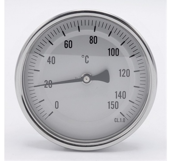All-stainless steel bimetal thermometer with immersion shaft in wel | 0-150 ℃, 200 mm