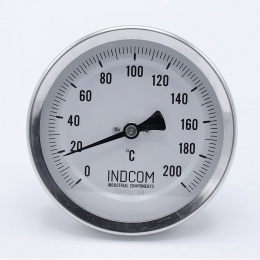 All-stainless steel bimetal thermometer with immersion shaft in well | 0-200 ℃, 100 mm