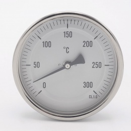 All-stainless steel bimetal thermometer with immersion shaft in well | 0-300 ℃, 200 mm