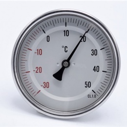 All-stainless steel bimetal thermometer with immersion shaft in well | -30/50 ℃,100 mm