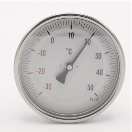 All-stainless steel bimetal thermometer with immersion shaft in well | -30/50 ℃, 200 mm
