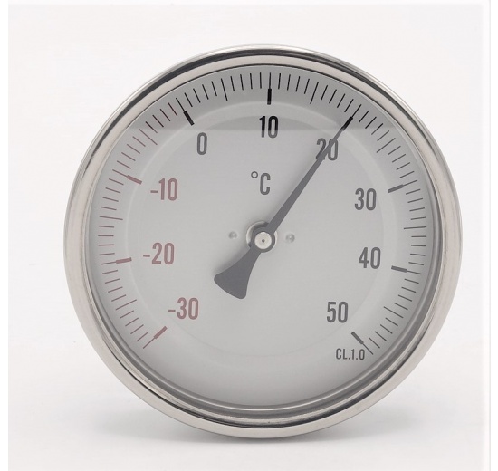 All-stainless steel bimetal thermometer with immersion shaft in well | -30/50 ℃, 200 mm