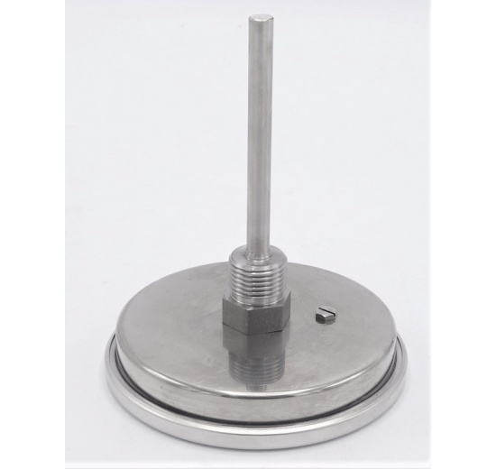 All-stainless steel bimetal thermometer with immersion shaft, threaded | 0-100 ℃ (1/2”) 100 mm