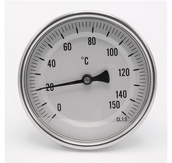 All-stainless steel bimetal thermometer with immersion shaft, threaded | 0-150 ℃ (1/2”) 100 mm