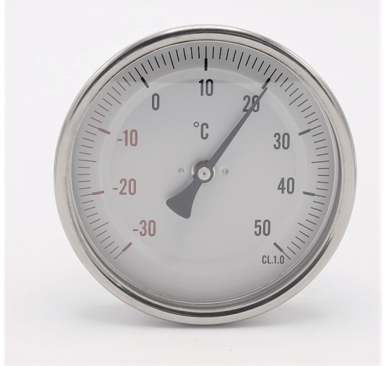 All-stainless steel bimetal thermometer with immersion shaft, threaded | -30/50℃ (1/2”) 200 mm