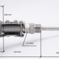 All-stainless steel bimetal thermometer with immersion shaft, threaded - angle connection