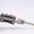 All-stainless steel bimetal thermometer with immersion shaft, threaded, angle connection
