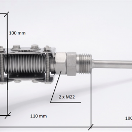 All-stainless steel bimetal thermometer with immersion shaft, threaded - angle connection