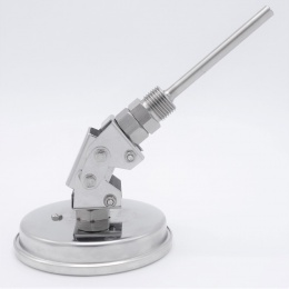 All-stainless steel bimetal thermometer with immersion shaft, threaded - angle connection