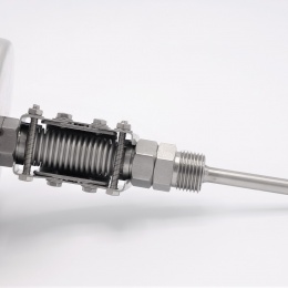 All-stainless steel bimetal thermometer with immersion shaft, threaded - angle connection