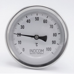 All-stainless steel bimetal thermometer with immersion shaft, threaded - angle connection