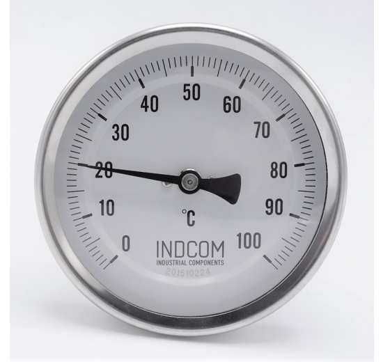 All-stainless steel bimetal thermometer with immersion shaft, threaded - angle connection