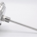 All-stainless steel bimetal thermometer with immersion shaft, threaded