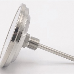 All-stainless steel bimetal thermometer with immersion shaft, threaded