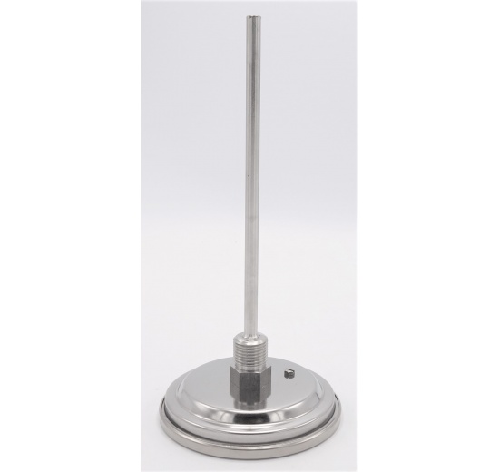 All-stainless steel bimetal thermometer with immersion shaft, threaded