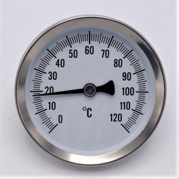 All-stainless steel bimetallic thermometer with immersion shaft