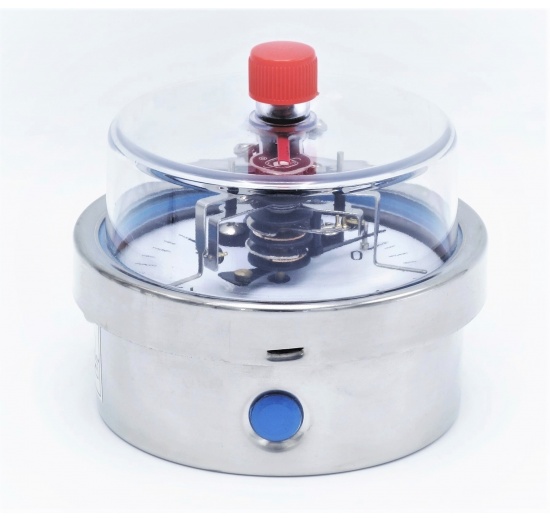 All-stainless steel pressure gauge with electrical contacts, 0 - 16 bar 380V 30VA