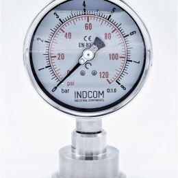 All-stainless Steel Pressure Gauge With Separating Membrane CLAMP DIN 32676 , 100mm