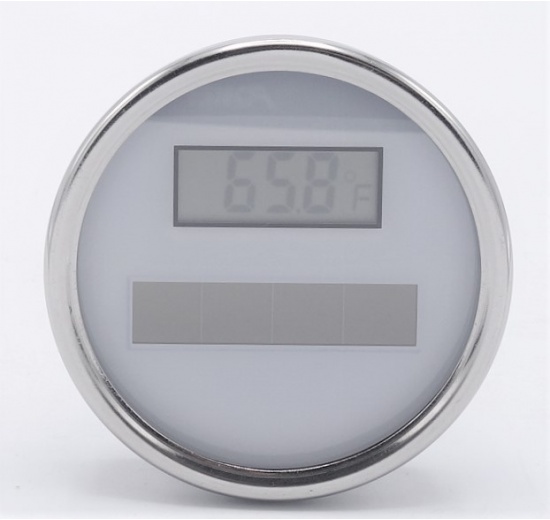 All-stainless steel thermometer, digital, solar