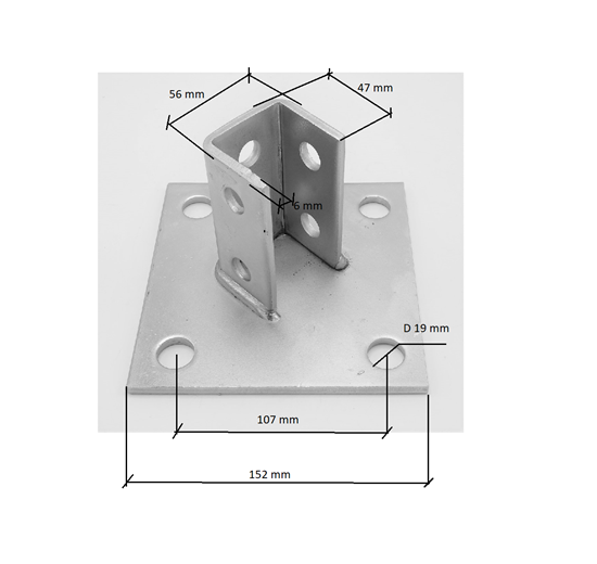 Anchor Foot Square Galvanized, Saddle Holder 150x150 mm