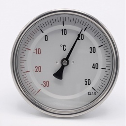 All-stainless steel bimetal thermometer with immersion shaft, threaded | -30/50 ℃ (1/2”) 100 mm