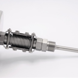 All-stainless steel bimetal thermometer with immersion shaft, threaded - angle connection | 0-100 ℃ (1/2”) 100 mm