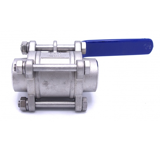 Ball valve with full bore, thread  1",1 1/4",1 1/2",2",2 1/2",3", stainless steel 1.4301 (AISI 304).