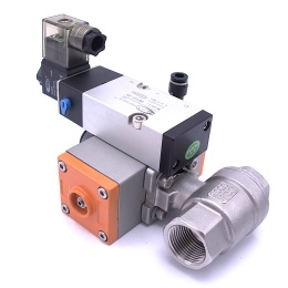 Ball valve with pneumatic drive, double acting