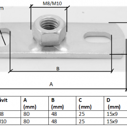 Base plate galvanized | M8, mounting and anchor system